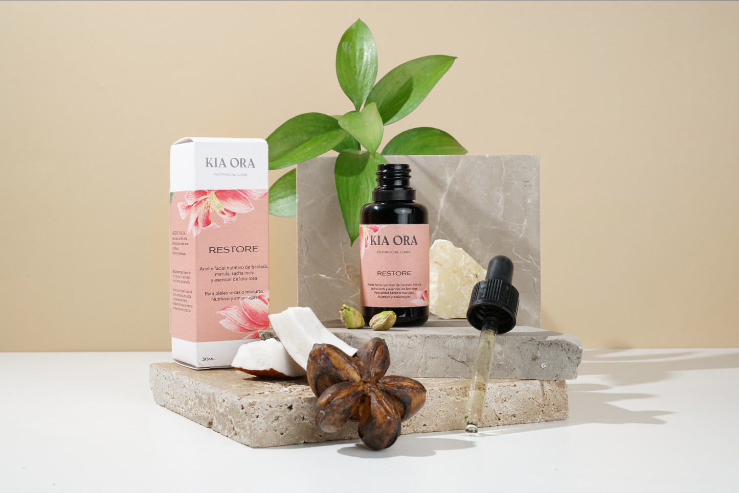 RESTORE - Aceite facial nutritivo de baobab, marula, sacha inchi y esencial de loto rosa